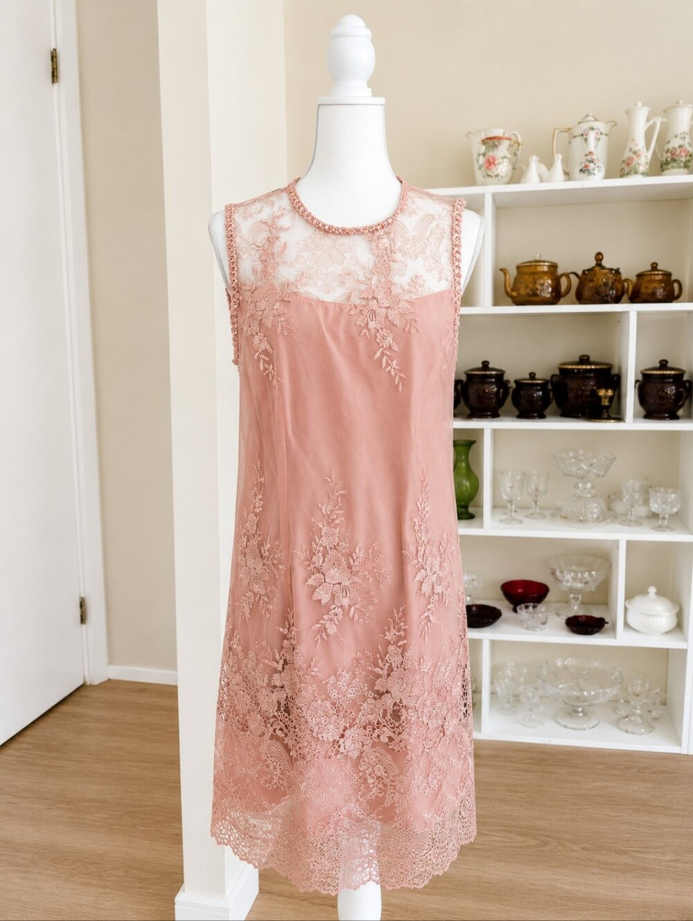 Nanette Lepore Dusty Rose Lace-Overlay Midi Dress